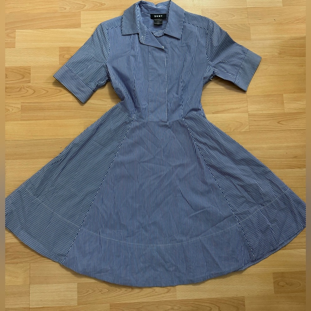 DKNY Blue and White Striped Dress